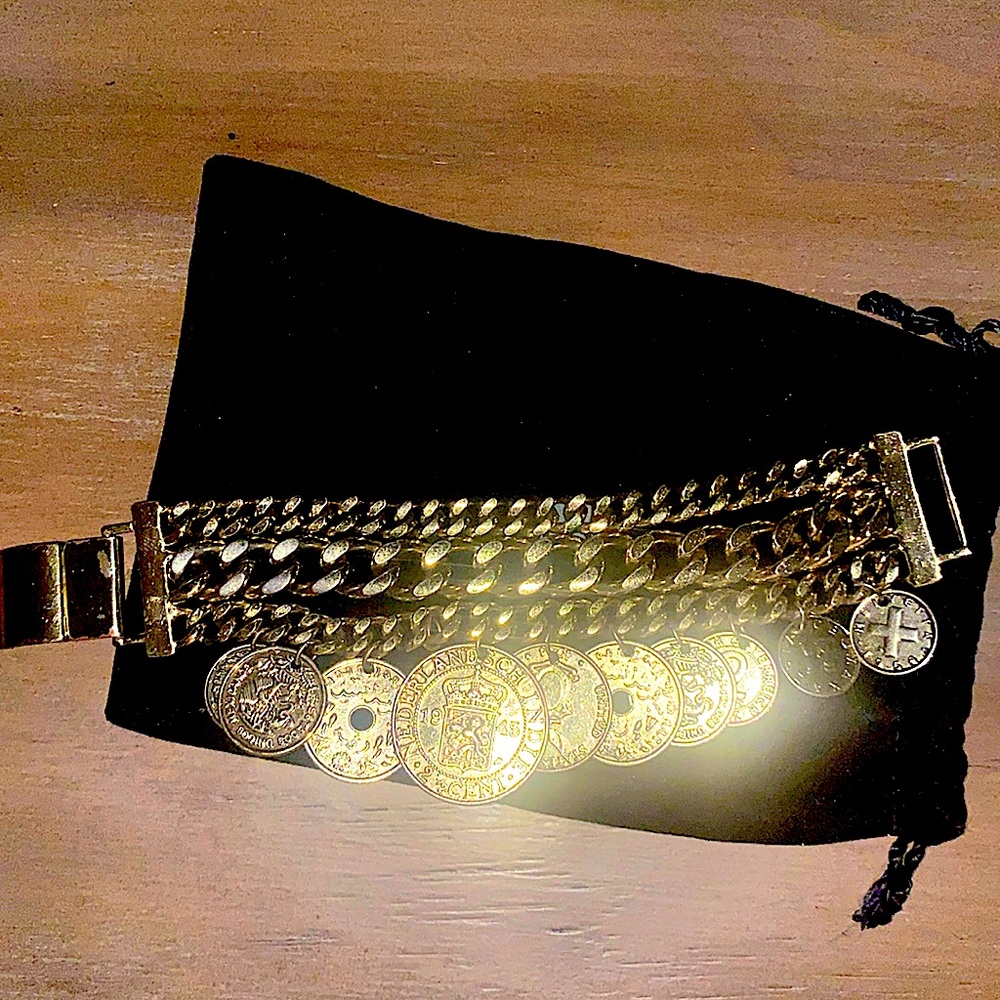 BCBG Max Gold coin charm bracelet